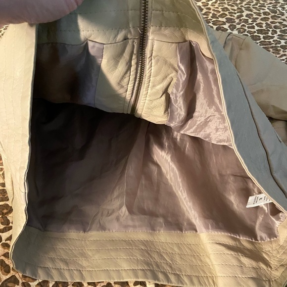 Moto Cream Faux Soft Leather Zipper Crop Jacket XL - Picture 7 of 12